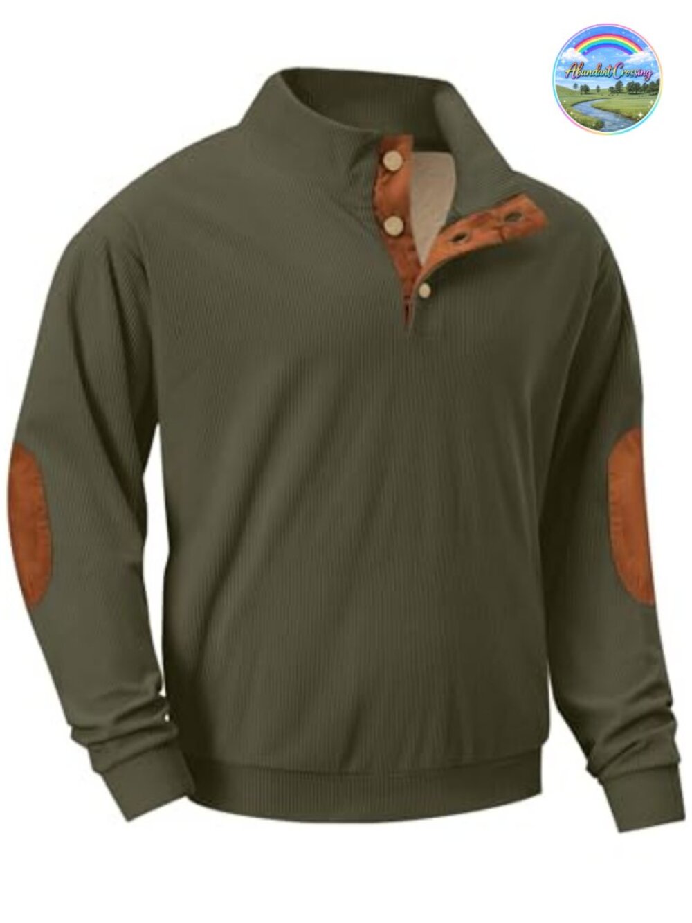 Men's Heavyweight Fleece Corduroy Mock Neck 1/4 Button Pullover Sweatshirt